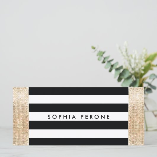 サロンギフト証明書ブラックストライプ金ゴールドのシーケンス (スタンド正面)