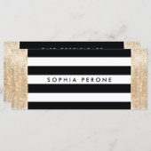 サロンギフト証明書ブラックストライプ金ゴールドのシーケンス (正面/裏面)