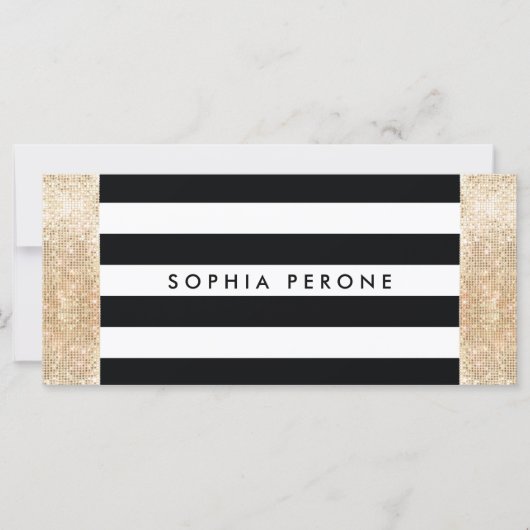 サロンギフト証明書ブラックストライプ金ゴールドのシーケンス (正面)