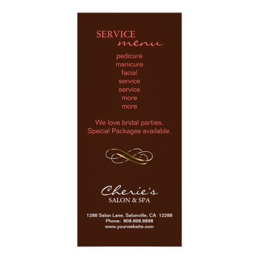 サロンギフト証明書王冠ヒョウ珊瑚ブラウン ラックカード (裏面)