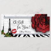 サロンクリスマスプレゼント証明書エッフェルタワーバラ (正面/裏面)