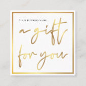 サロングラム金ゴールドロゴモダンギフト証明書 スクエア名刺 (正面)