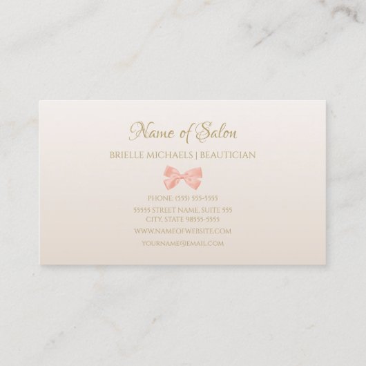 サロングリッターグラムフレームとシックなピンクボウ 名刺 (裏面)