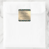 サロングリッターレオパードティール(緑がかった色)スクエアステッカー スクエアシール (バッグ)