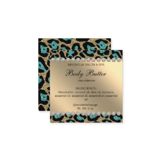 サロングリッターレオパードティール（緑がかった色） スクエア名刺