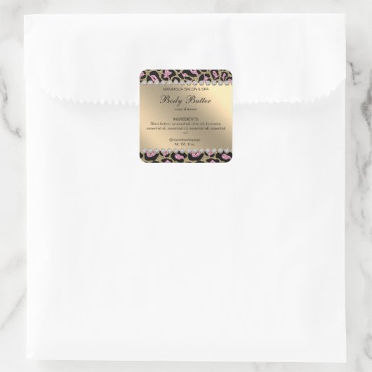 サロングリッターレオパードピンクスクウェア スクエアシール (バッグ)