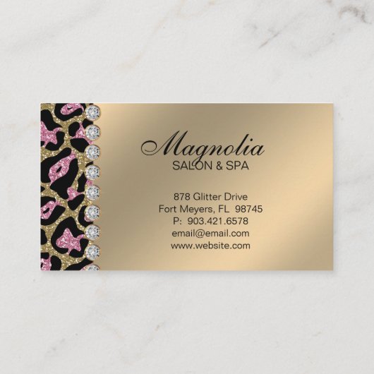 サロングリッターレオパード金ゴールドピンク名刺 名刺 (裏面)