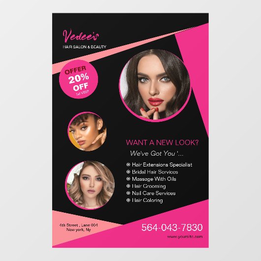 サロンサービスウィンドウの固定 ウィンドウサイン (シート)