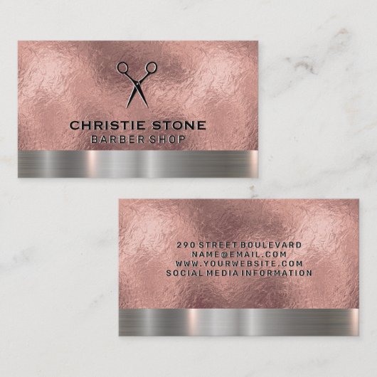 サロンシアーズバラ金箔メタリックトリム 名刺 (正面/裏面)