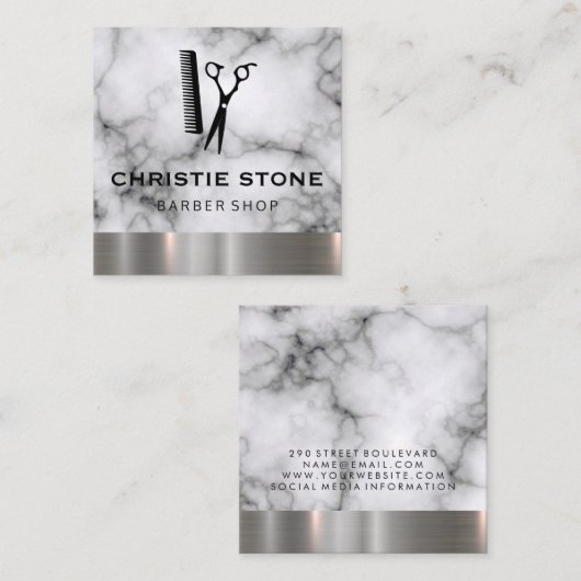 サロンシアーズマーブルメタルトリム スクエア名刺 (正面/裏面)