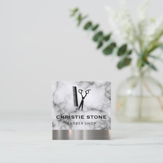 サロンシアーズマーブルメタルトリム スクエア名刺 (スタンド正面)