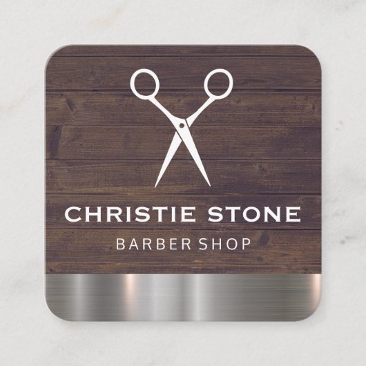 サロンシアーズ素朴ウッドメタルトリム スクエア名刺 (正面)