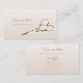 サロンシエレガントャー金ゴールドの髪切り鋏 名刺 (正面/裏面)