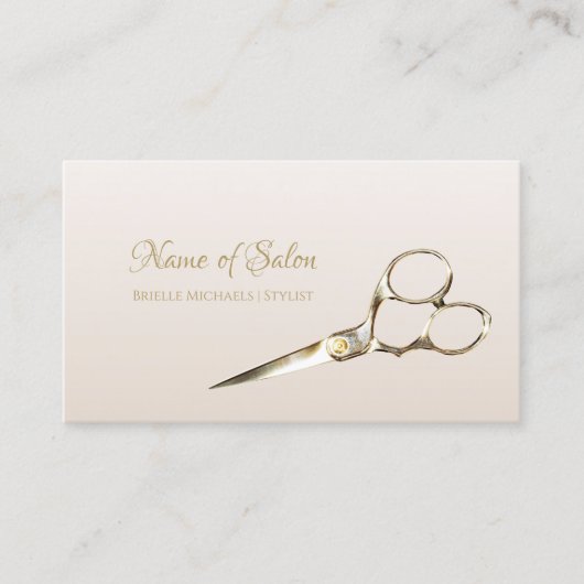 サロンシエレガントャー金ゴールドの髪切り鋏 名刺 (正面)