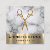 サロンシファンシーャーズマーブル金ゴールドトリム スクエア名刺 (正面)