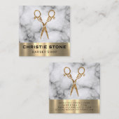 サロンシファンシーャーズマーブル金ゴールドトリム スクエア名刺 (正面/裏面)