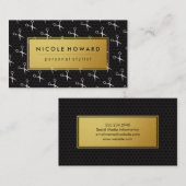 サロンシート金ゴールドフレームブラックジオメトリック背景 名刺 (正面/裏面)