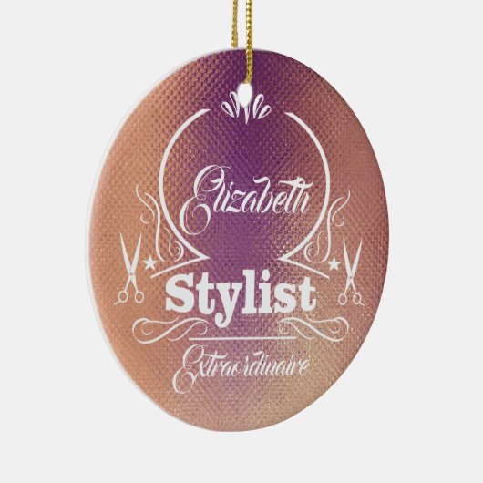 サロンスタイリストヘアドレッサーバラ金ゴールドモノグラム セラミックオーナメント (右)