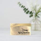 サロンスタイリスト/金ゴールドブラシ 名刺 (スタンド正面)