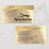 サロンスタイリスト/金ゴールドブラシ 名刺 (正面/裏面)