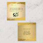 サロンスタイルリストツール |金ゴールドブラシ金ゴールドパターン スクエア名刺 (正面/裏面)