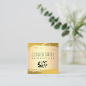 サロンスタイルリストツール |金ゴールドブラシ金ゴールドパターン スクエア名刺 (スタンド正面)