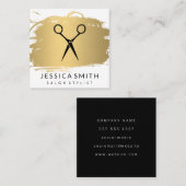 サロンスタイル |モダン | |ブラシ金ゴールド スクエア名刺 (正面/裏面)