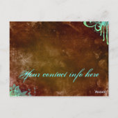 サロンスパはがき招待状グランジブルーブラウン ポストカード (裏面)