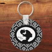 サロンスパキーチェーンバタフライウーマンシルエット キーホルダー (正面)