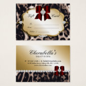 サロンスパギフトカードレオパード金ゴールドワインレッド (正面&裏面)