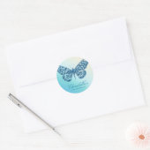 サロンスパバタフライステッカーブルージュエリー ラウンドシール (封筒)