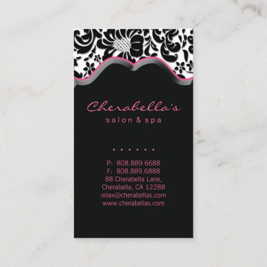 サロンスパ名刺ピンクダマスク 名刺 (裏面)
