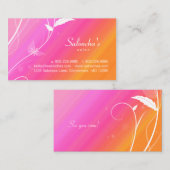 サロンスパ名刺リーフピンクオレンジ 名刺 (正面/裏面)