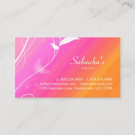 サロンスパ名刺リーフピンクオレンジ 名刺