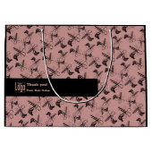 サロンツールパターンロゴモットーQRコードピンクブラック ラージペーパーバッグ (正面)