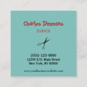 サロンツール器具ヘア理容師ティール(緑がかった色)&赤 スクエア名刺 (裏面)