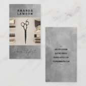 サロンツール |美容師 |灰色の水色 名刺 (正面/裏面)