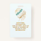 サロンティール（緑がかった色）金ゴールドフローラウプドフォト美容師 バッジ (裏面)