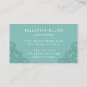 サロンティール（緑がかった色）金ゴールドフローラUpdo Stylist Covid Safety 名刺 (裏面)