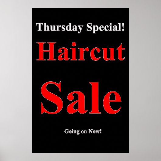サロンバーバーショップポスター木曜髪切りセール ポスター (正面)