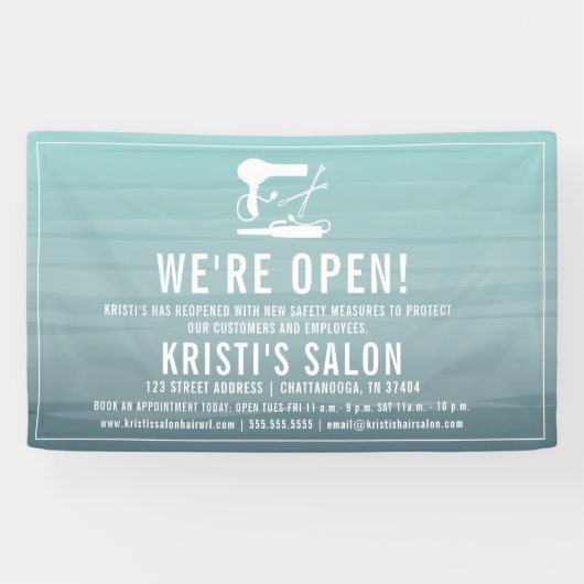 サロンビジネスオープンアクアグラデーション 横断幕 (横)