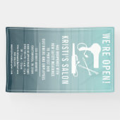 サロンビジネス我々はオープンティール（緑がかった色） グラデーション 横断幕 (横)