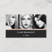 サロンフォトカードモダンバラ金ゴールドブラック 名刺 (正面)