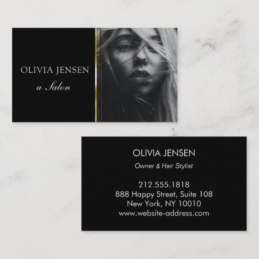 サロンフォトカードモダンブラック名刺 名刺 (正面/裏面)