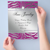 サロンフライヤージュエリーヘア爪、 ネイルゼブラグリッターピンク チラシ (手)