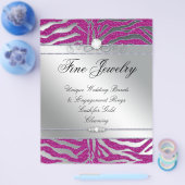 サロンフライヤージュエリーヘア爪、 ネイルゼブラグリッターピンク チラシ (シングル)