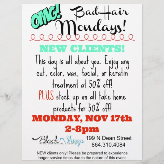 サロンフライヤー チラシ (正面)