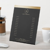 サロンブラック金ゴールドストライプモノグラムサークル 台座サイン (インサイチュ)