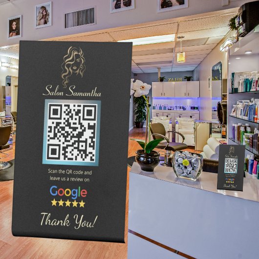 サロンブラックGoogleレビュー台座スタンド 台座サイン