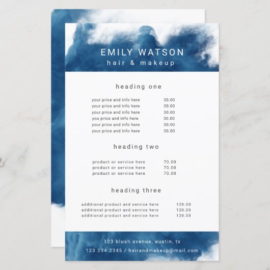 サロンブルースモーク効果価格表 (正面/裏面)